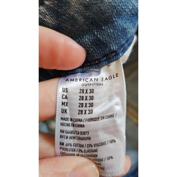 Men's Distressed Stacked Skinny American Eagle Young Money Jeans 28×30 - Picture 4 of 6